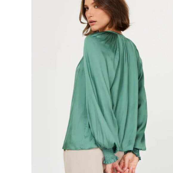 Sophie Cream Smocked Cut Current Air Blouse Sz S - Picture 7 of 10